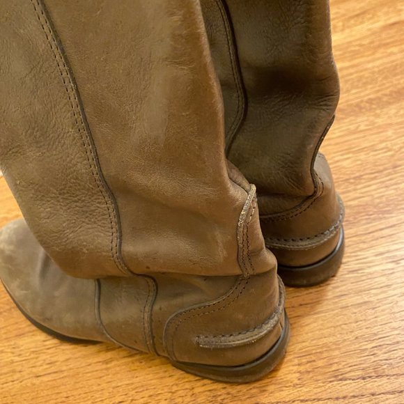 1937 Footwear Italy Women's Sz 6.5 Brown/Gra Leather Riding Tall Boots - Picture 8 of 11